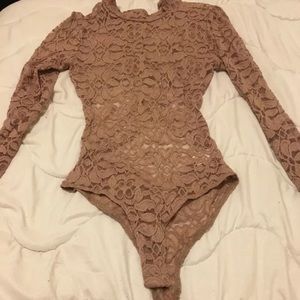 Laced pink body suit